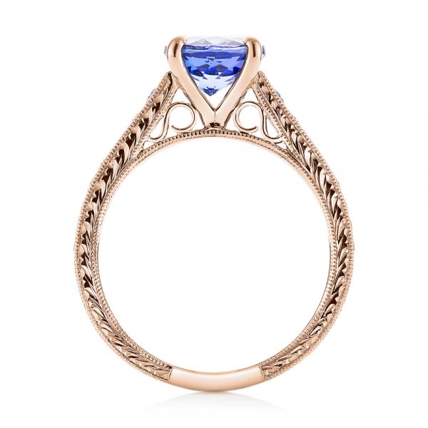 18k Rose Gold 18k Rose Gold Custom Tanzanite And Diamond Engagement Ring - Front View -  103340