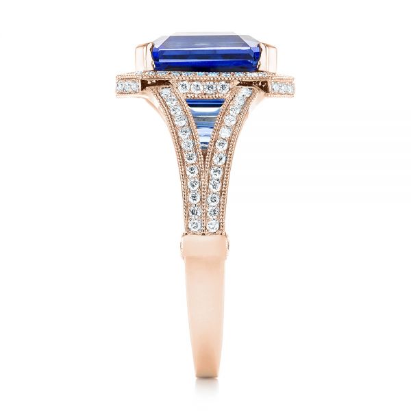 14k Rose Gold 14k Rose Gold Custom Tanzanite And Diamond Engagement Ring - Side View -  102968