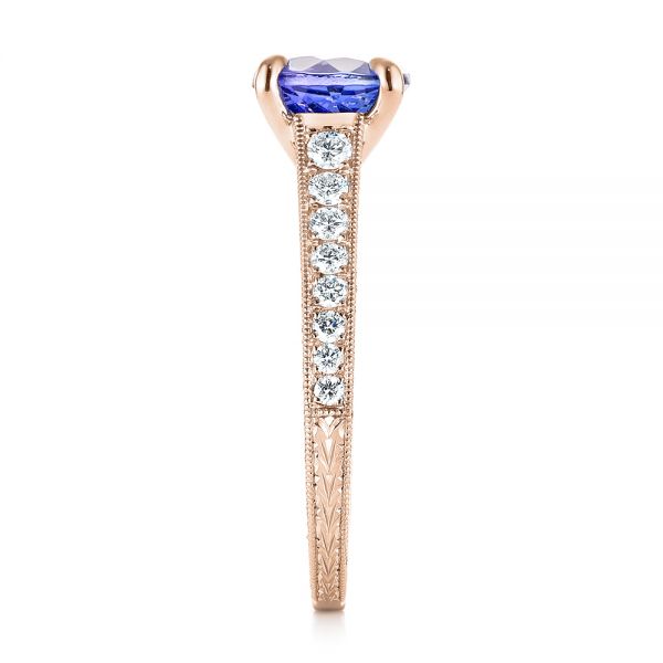 14k Rose Gold 14k Rose Gold Custom Tanzanite And Diamond Engagement Ring - Side View -  103340