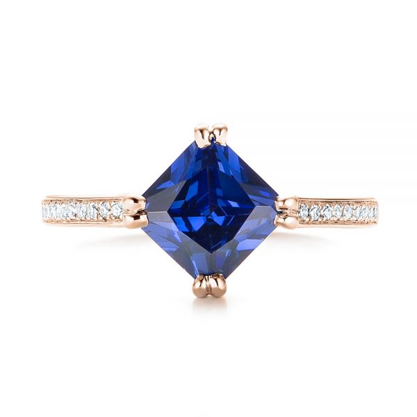 18k Rose Gold 18k Rose Gold Custom Tanzanite And Diamond Engagement Ring - Top View -  103149