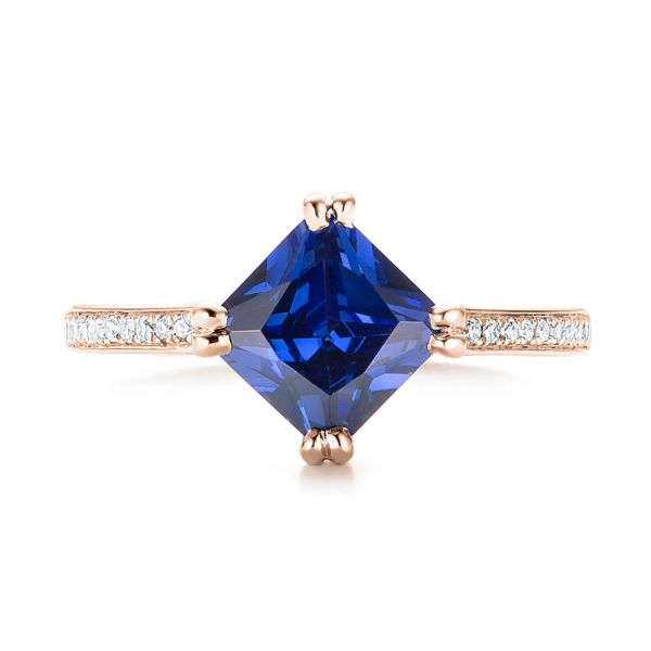 18k Rose Gold 18k Rose Gold Custom Tanzanite And Diamond Engagement Ring - Top View - 103149