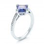 14k White Gold 14k White Gold Custom Tanzanite And Diamond Engagement Ring - Three-Quarter View -  103149 - Thumbnail