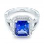  Platinum Custom Tanzanite And Diamond Engagement Ring - Flat View -  102968 - Thumbnail