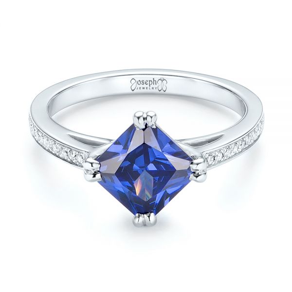  Platinum Custom Tanzanite And Diamond Engagement Ring - Flat View -  103149