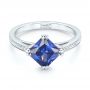  Platinum Custom Tanzanite And Diamond Engagement Ring - Flat View -  103149 - Thumbnail