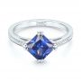 14k White Gold 14k White Gold Custom Tanzanite And Diamond Engagement Ring - Flat View -  103149 - Thumbnail