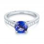 18k White Gold 18k White Gold Custom Tanzanite And Diamond Engagement Ring - Flat View -  103340 - Thumbnail