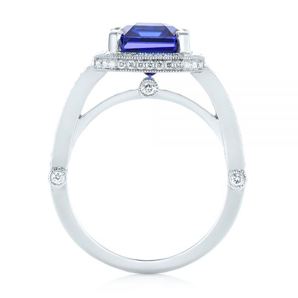  Platinum Custom Tanzanite And Diamond Engagement Ring - Front View -  102968