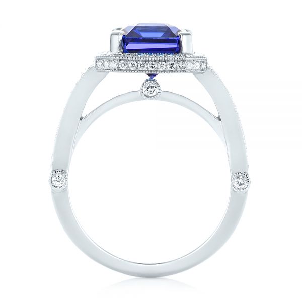 14k White Gold 14k White Gold Custom Tanzanite And Diamond Engagement Ring - Front View -  102968