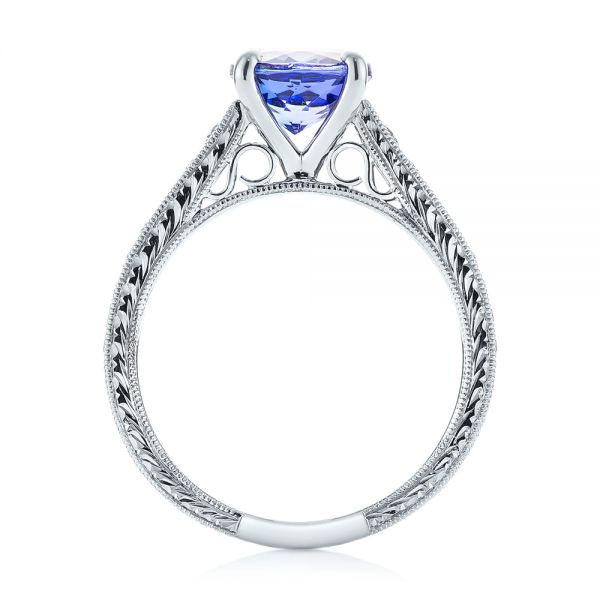 18k White Gold 18k White Gold Custom Tanzanite And Diamond Engagement Ring - Front View -  103340