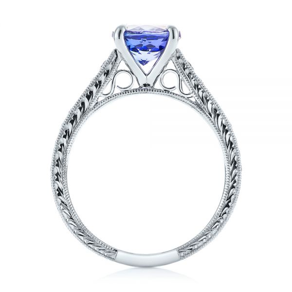 14k White Gold 14k White Gold Custom Tanzanite And Diamond Engagement Ring - Front View -  103340