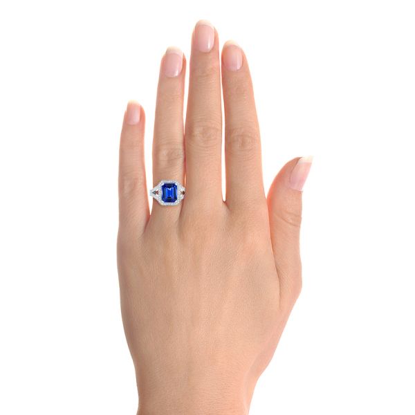  Platinum Custom Tanzanite And Diamond Engagement Ring - Hand View -  102968