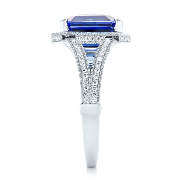 18k White Gold 18k White Gold Custom Tanzanite And Diamond Engagement Ring - Side View -  102968