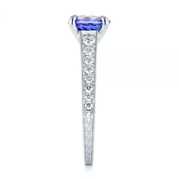  Platinum Platinum Custom Tanzanite And Diamond Engagement Ring - Side View -  103340