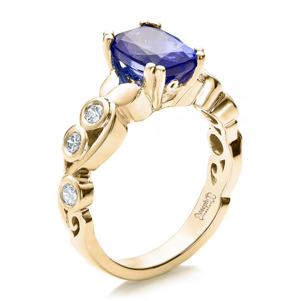 18k Yellow Gold Custom Tanzanite And Diamond Engagement Ring 100112