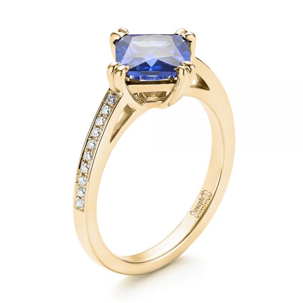 14k Yellow Gold 14k Yellow Gold Custom Tanzanite And Diamond Engagement Ring - Three-Quarter View -  103149