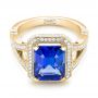 18k Yellow Gold 18k Yellow Gold Custom Tanzanite And Diamond Engagement Ring - Flat View -  102968 - Thumbnail