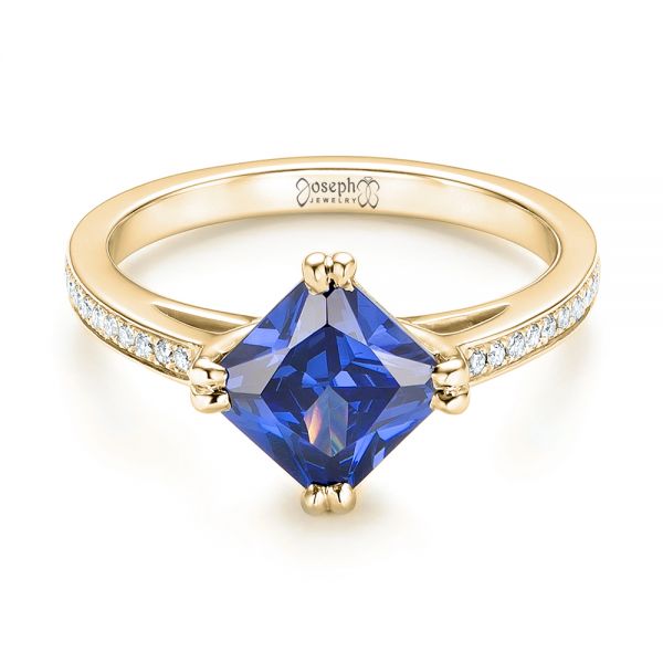 14k Yellow Gold 14k Yellow Gold Custom Tanzanite And Diamond Engagement Ring - Flat View - 103149