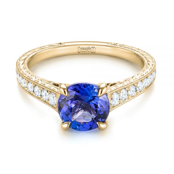 14k Yellow Gold Custom Tanzanite And Diamond Engagement Ring #103340 ...