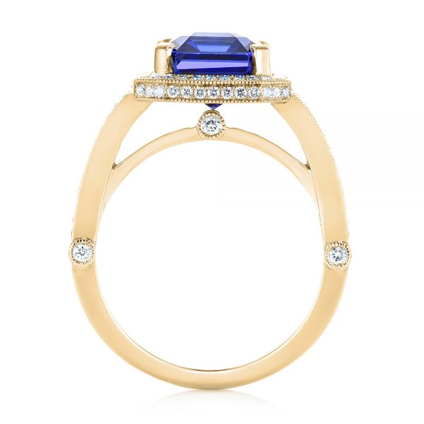 18k Yellow Gold 18k Yellow Gold Custom Tanzanite And Diamond Engagement Ring - Front View -  102968