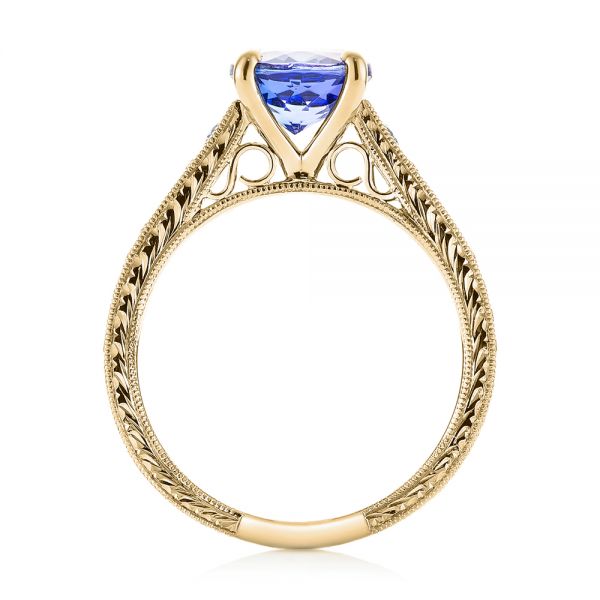 18k Yellow Gold 18k Yellow Gold Custom Tanzanite And Diamond Engagement Ring - Front View -  103340