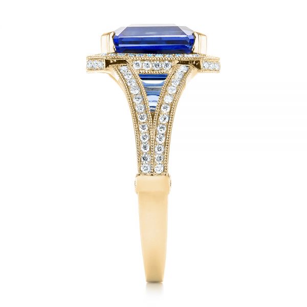 18k Yellow Gold 18k Yellow Gold Custom Tanzanite And Diamond Engagement Ring - Side View -  102968