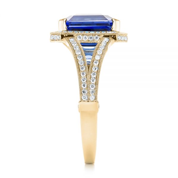 18k Yellow Gold 18k Yellow Gold Custom Tanzanite And Diamond Engagement Ring - Side View - 102968