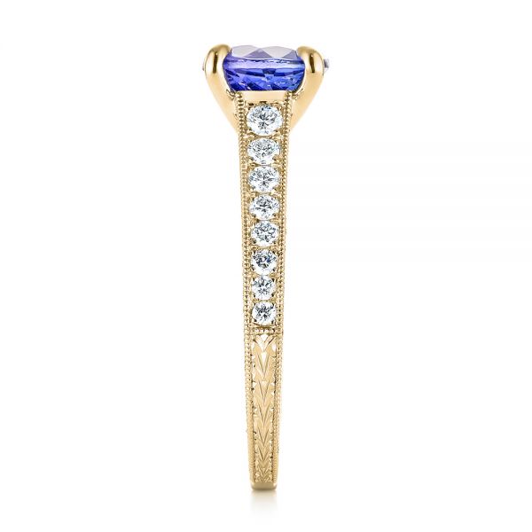 18k Yellow Gold 18k Yellow Gold Custom Tanzanite And Diamond Engagement Ring - Side View - 103340