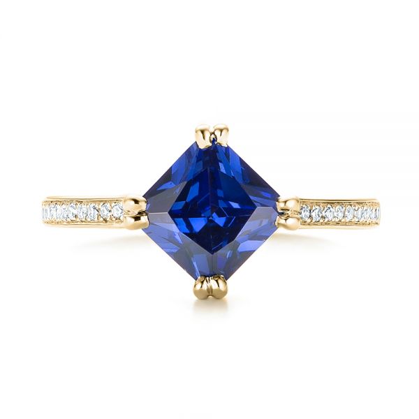 14k Yellow Gold 14k Yellow Gold Custom Tanzanite And Diamond Engagement Ring - Top View -  103149