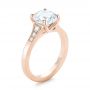 18k Rose Gold 18k Rose Gold Custom Tapering Diamond Engagement Ring - Three-Quarter View -  103339 - Thumbnail