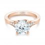 14k Rose Gold 14k Rose Gold Custom Tapering Diamond Engagement Ring - Flat View -  103339 - Thumbnail