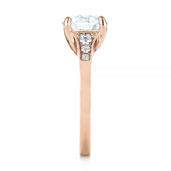 18k Rose Gold 18k Rose Gold Custom Tapering Diamond Engagement Ring - Side View -  103339