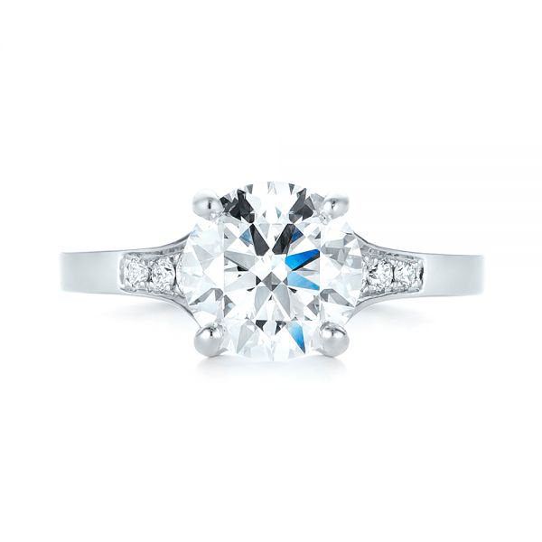  Platinum Custom Tapering Diamond Engagement Ring - Top View -  103339