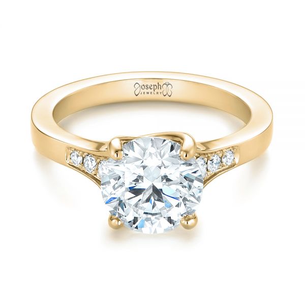 14k Yellow Gold 14k Yellow Gold Custom Tapering Diamond Engagement Ring - Flat View -  103339