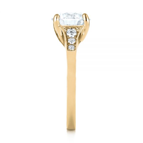 18k Yellow Gold 18k Yellow Gold Custom Tapering Diamond Engagement Ring - Side View -  103339