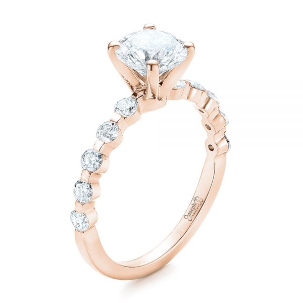 14k Rose Gold 14k Rose Gold Custom Tension Set Diamond Engagement Ring - Three-Quarter View -  102451