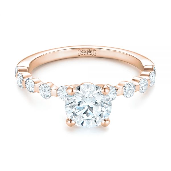 18k Rose Gold 18k Rose Gold Custom Tension Set Diamond Engagement Ring - Flat View -  102451