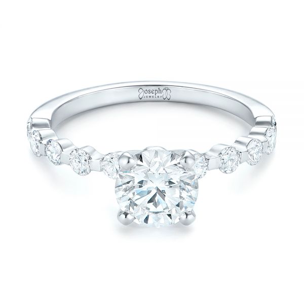  Platinum Custom Tension Set Diamond Engagement Ring - Flat View -  102451
