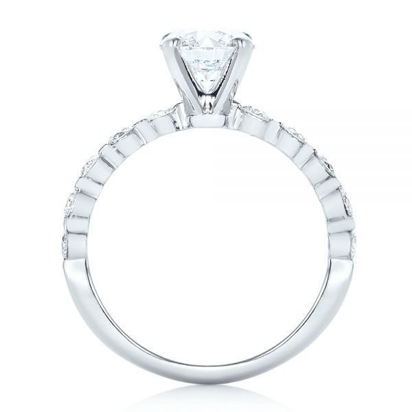 18k White Gold 18k White Gold Custom Tension Set Diamond Engagement Ring - Front View -  102451