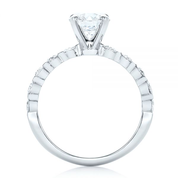 Platinum Custom Tension Set Diamond Engagement Ring - Front View - 102451