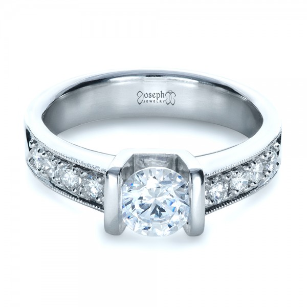 Bunz Tension Diamond Engagement Semi Mount Ring Platinum .4 ct, VS, Size  6.5