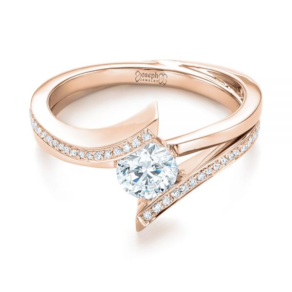 14k Rose Gold 14k Rose Gold Custom Tension Style Diamond Engagement Ring - Flat View -  103305