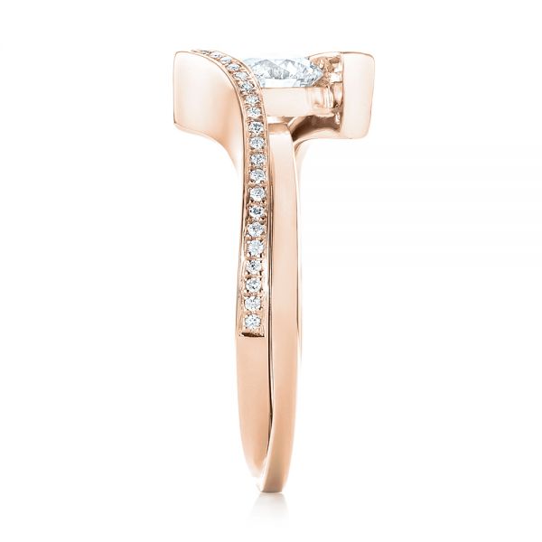 14k Rose Gold 14k Rose Gold Custom Tension Style Diamond Engagement Ring - Side View -  103305