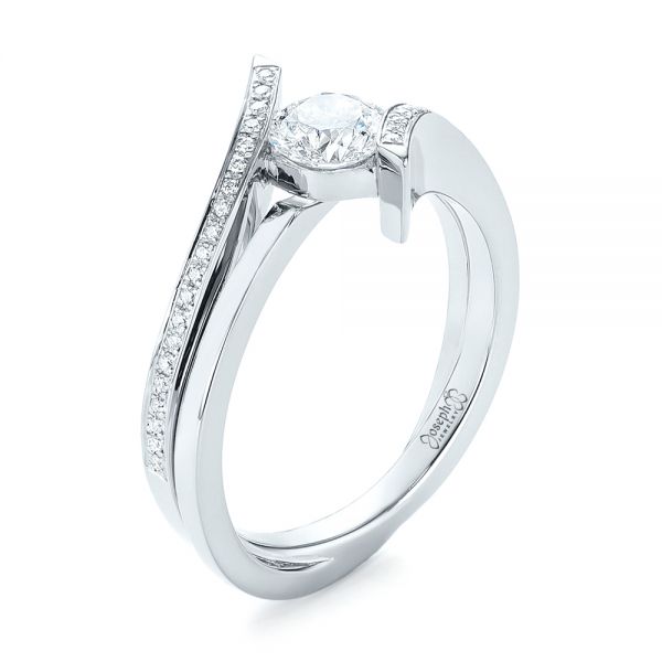 Platinum Platinum Custom Tension Style Diamond Engagement Ring - Three-Quarter View -  103305