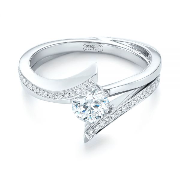  Platinum Platinum Custom Tension Style Diamond Engagement Ring - Flat View -  103305