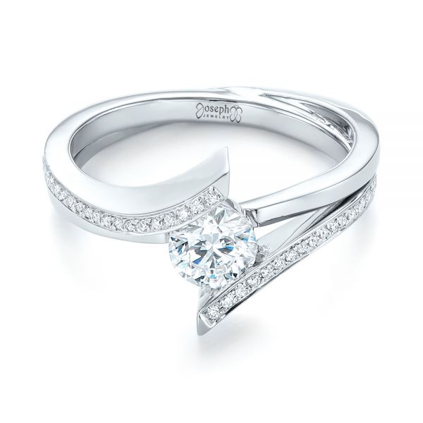 18k White Gold 18k White Gold Custom Tension Style Diamond Engagement Ring - Flat View -  103305