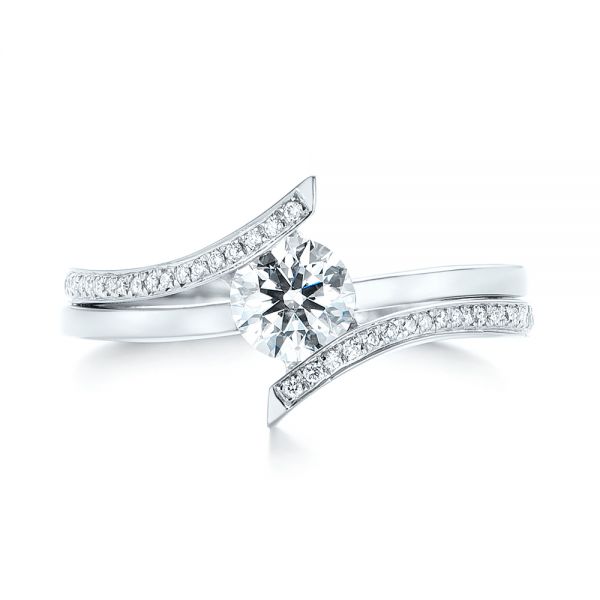  Platinum Platinum Custom Tension Style Diamond Engagement Ring - Top View -  103305