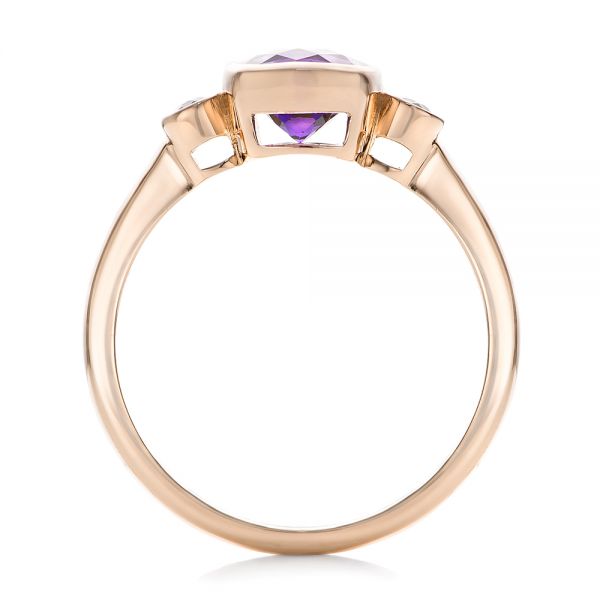 18k Rose Gold 18k Rose Gold Custom Three Stone Amethyst And Sapphire Engagement Ring - Front View -  102142