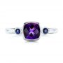 18k White Gold 18k White Gold Custom Three Stone Amethyst And Sapphire Engagement Ring - Top View -  102142 - Thumbnail