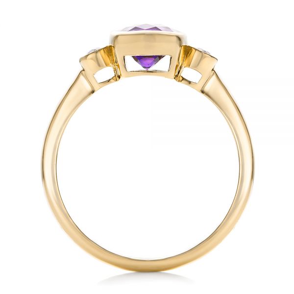 14k Yellow Gold 14k Yellow Gold Custom Three Stone Amethyst And Sapphire Engagement Ring - Front View -  102142